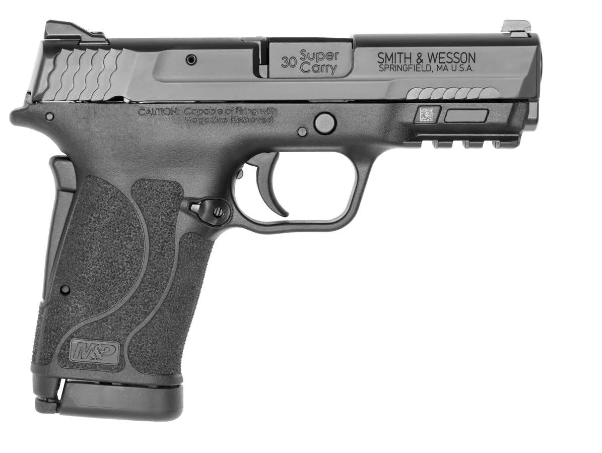 Smith & Wesson 13459 Shield EZ .30 Super Carry 10+1 Pistol: Matte Black, Micro Compact, Picatinny Rail, No Safety, Internal Hammer