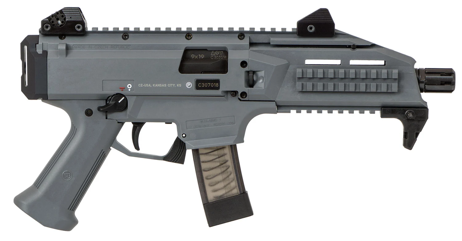 CZ 1356 Scorpion EVO 3 S1 Pistol 9mm 10+1 Semi-Auto 7.7in Grey, Low-Profile Sights, Ambidextrous Controls