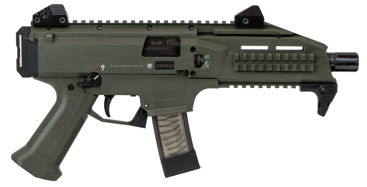 CZ 1355 Scorpion EVO 3 S1 9mm 10+1 Double/Single Action, OD Green Cerakote, Ambidextrous Controls, Adjustable Trigger Reach