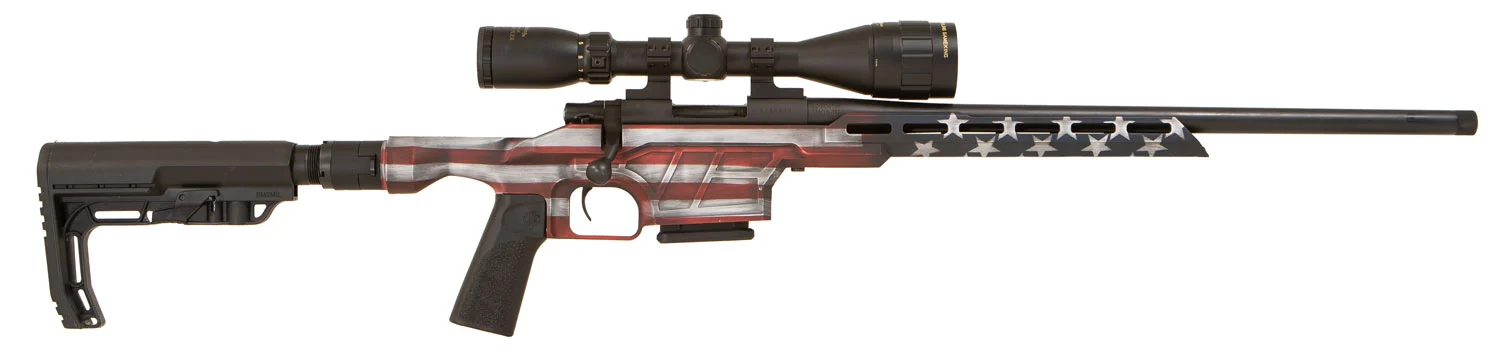 Howa 123259 Mini EXCL Bolt 7.62x39 5+1 Rifle: American Flag Cerakote, Folding HTI Chassis, Fast Reloads