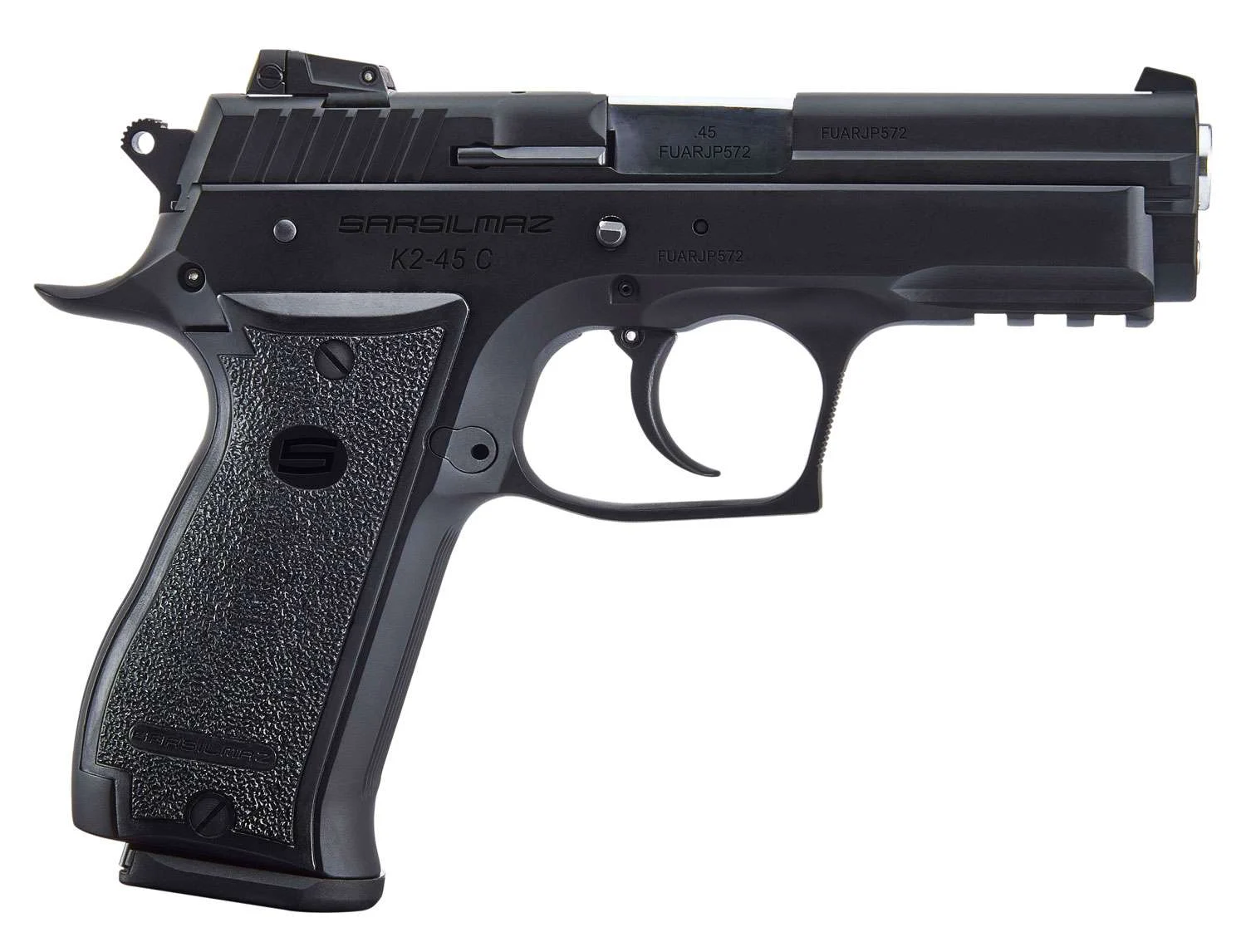 SAR USA 121063 K2 .45 ACP 4.70" 14+1 SA/DA Pistol, Black Steel, Polymer Grip, Beavertail Frame, Picatinny Rail, Adjustable Sights