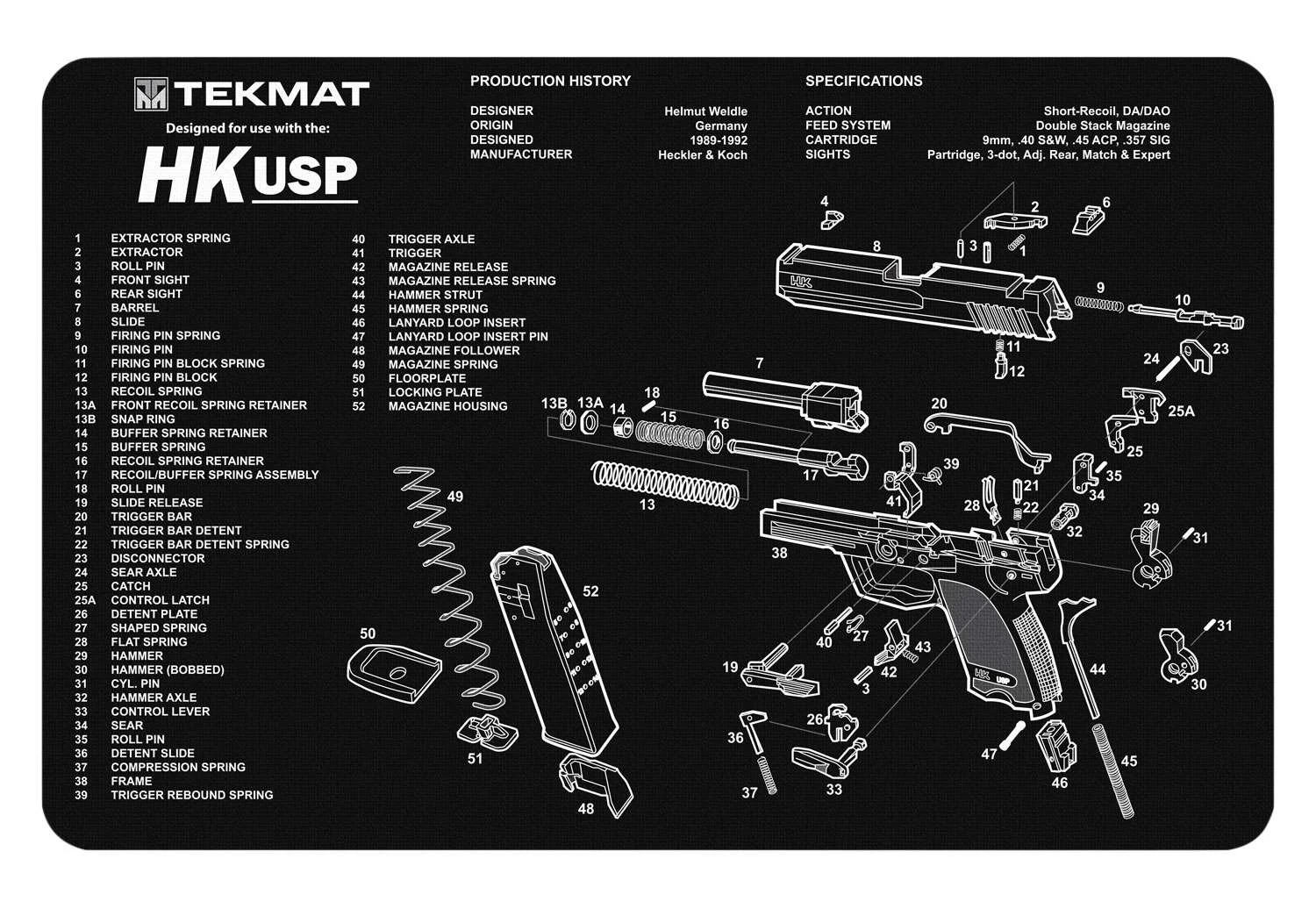 TekMat TEKR17HKUSP Original Cleaning MatHK USP Parts Diagram 11" x 17"