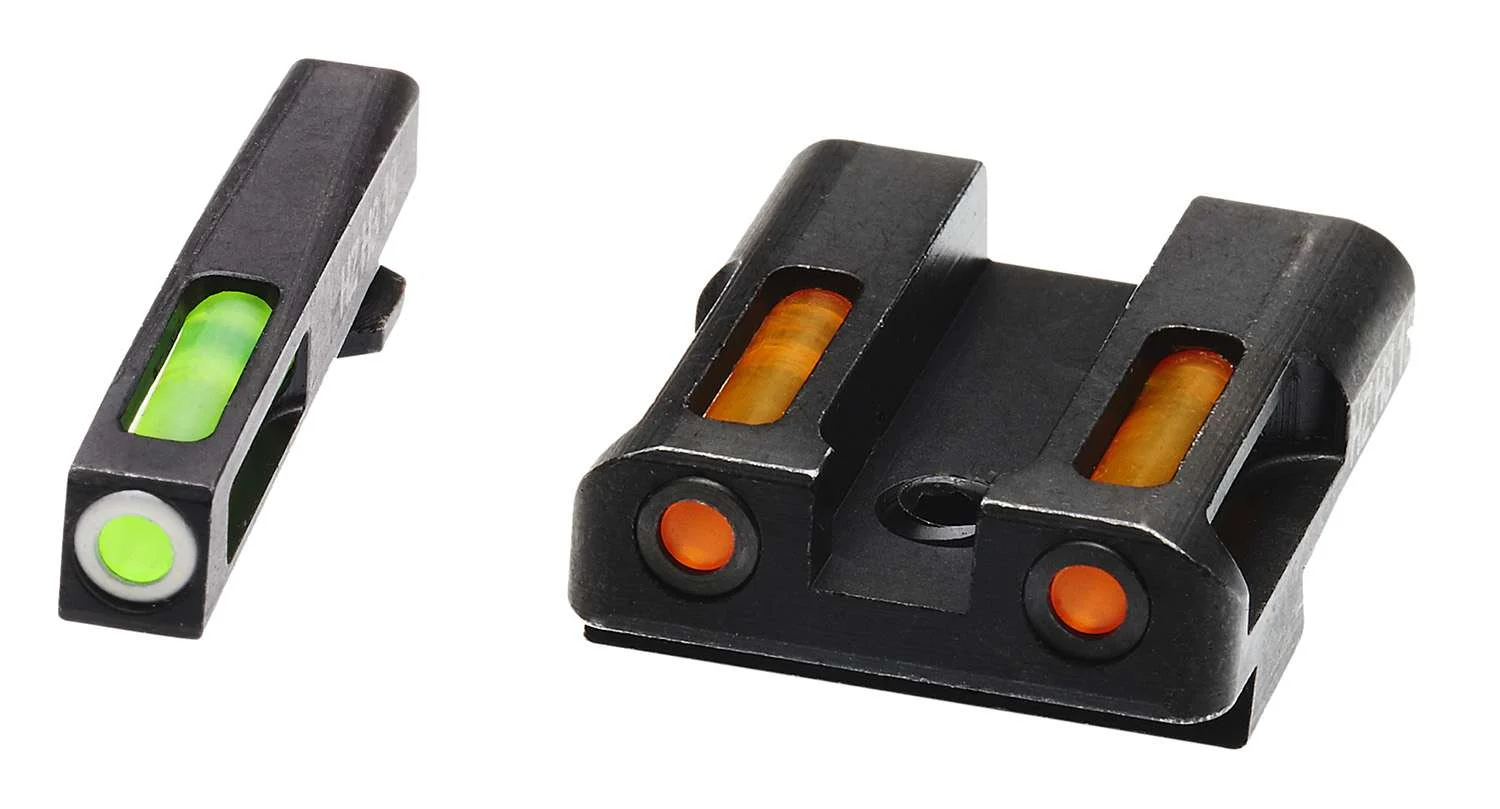 Hiviz GLN429 LiteWave H3 Front and Rear Sight Glock 45ACP/10MM Green w/White Outline Orange Black