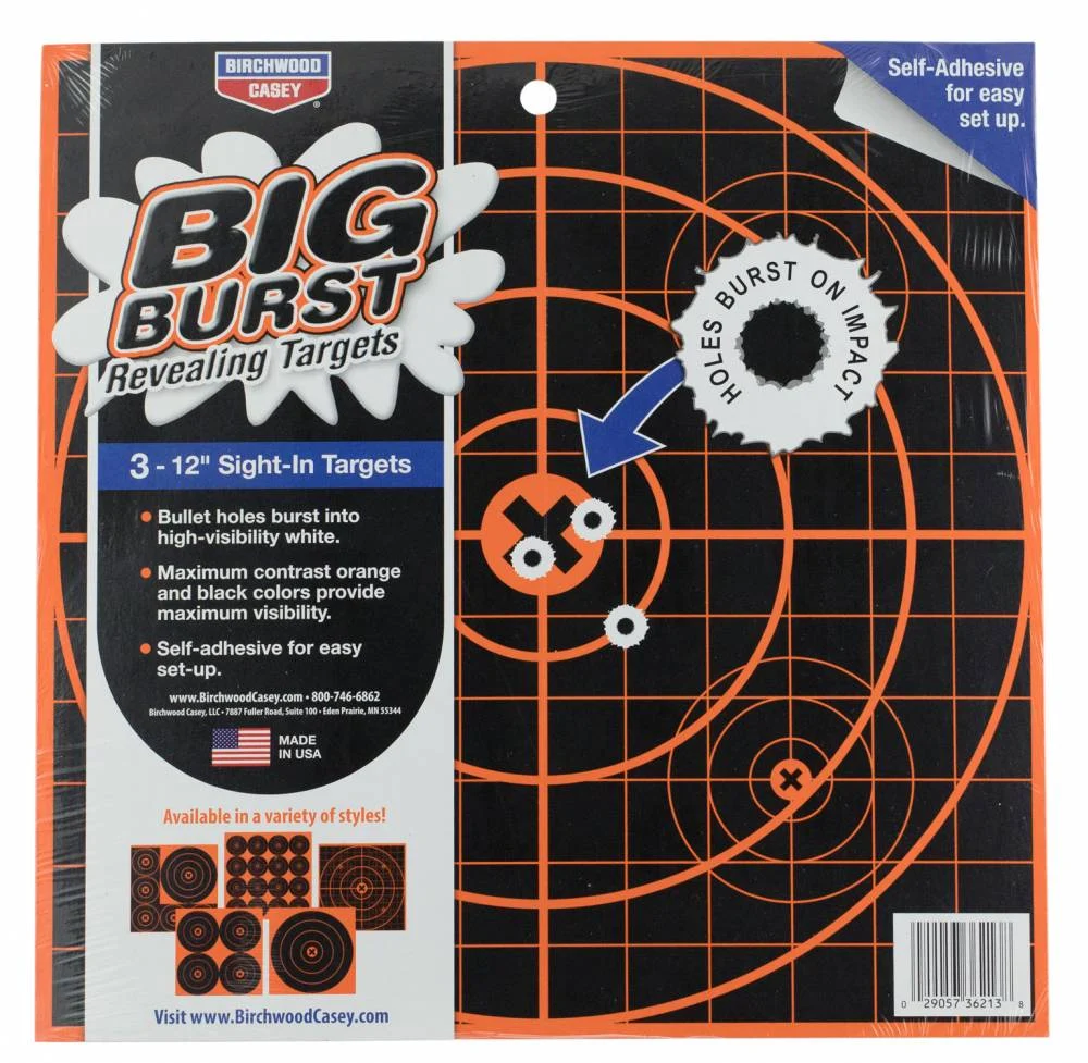 Birchwood Casey 36213 Big BurstSelf-Adhesive Paper 12" Bullseye Orange/Black 3 Pack