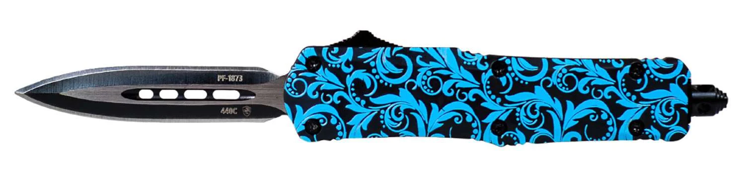 Templar Knife SMDT131 Maiden Teal Small 2.25" Dagger Plain Black 440C Stainless Steel Teal Zinc Aluminum Alloy Handle OTF
