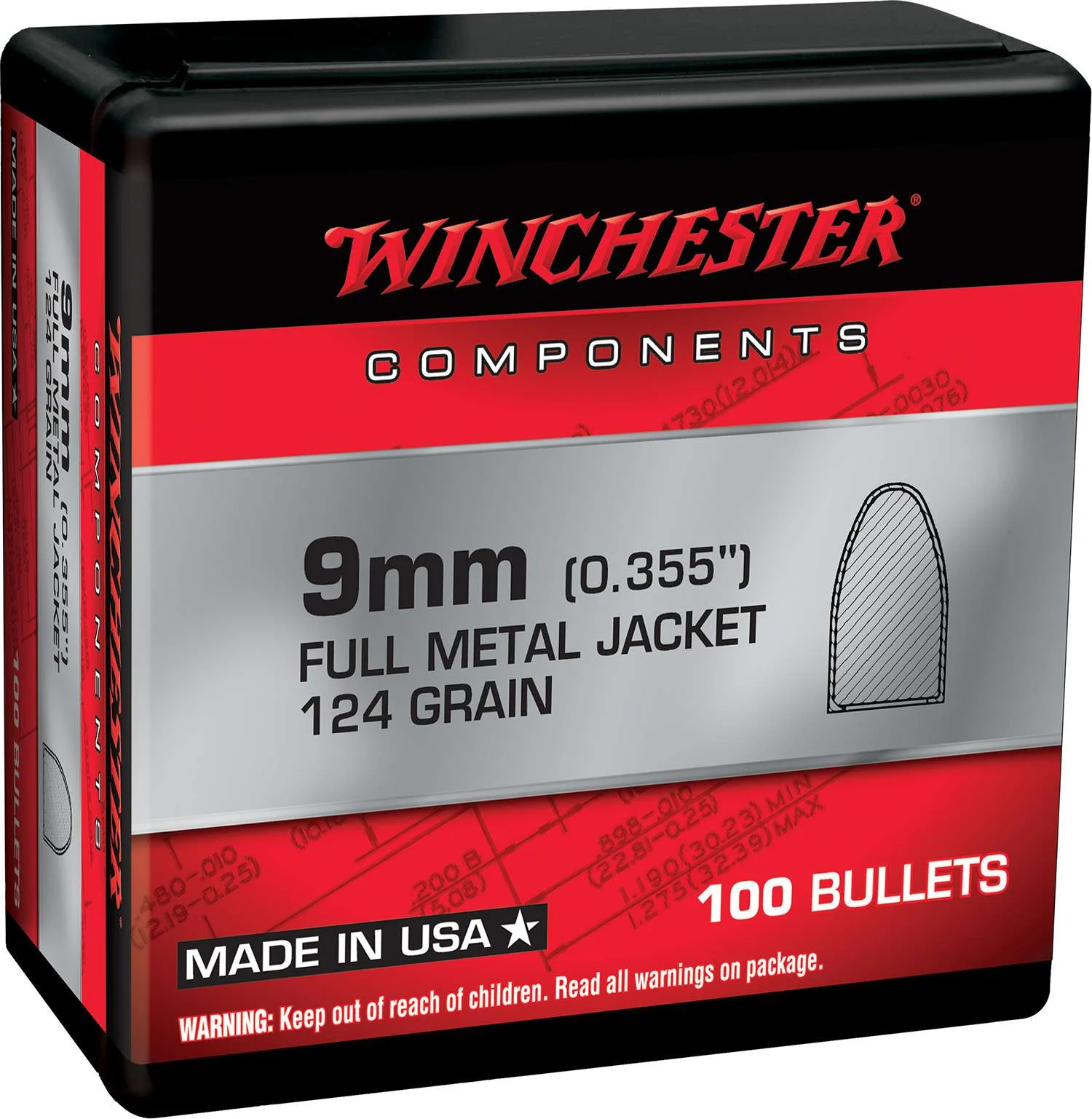 WIN WB9MC124X BUL 9MM 124 FMJ 100/10