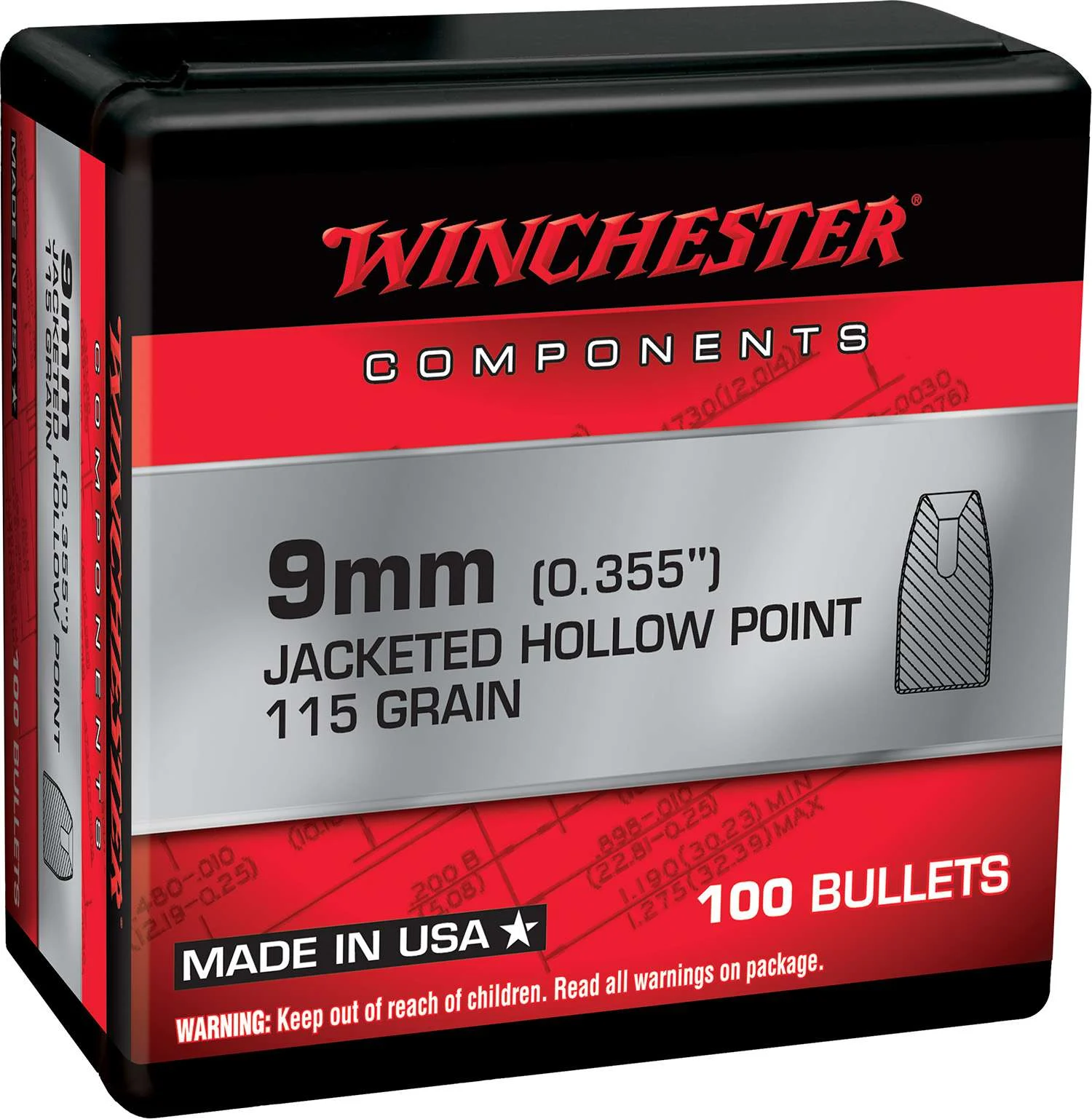 WIN WB9JHP115X BUL 9MM 115 JHP RETAIL 100/10