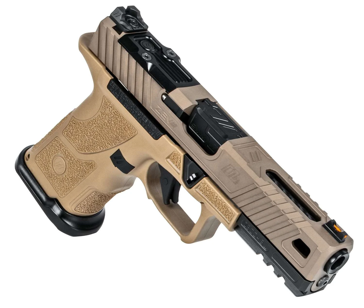 ZEV OZ9STDCOVERTFDEB OZ9 Standard 9mm Luger 15+1 Flat Dark Earth Shorty Polymer Grip