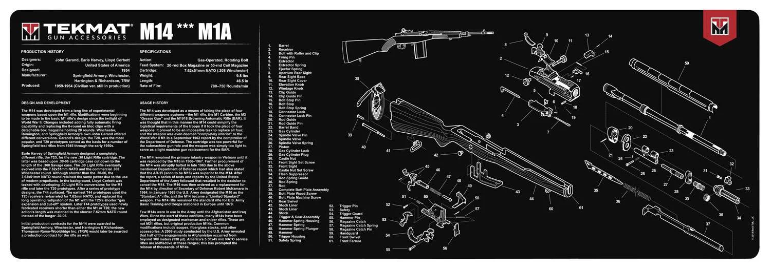 TekMat TEKR36M14 Original Cleaning MatSpringfield M1A Parts Diagram 12"x 36"