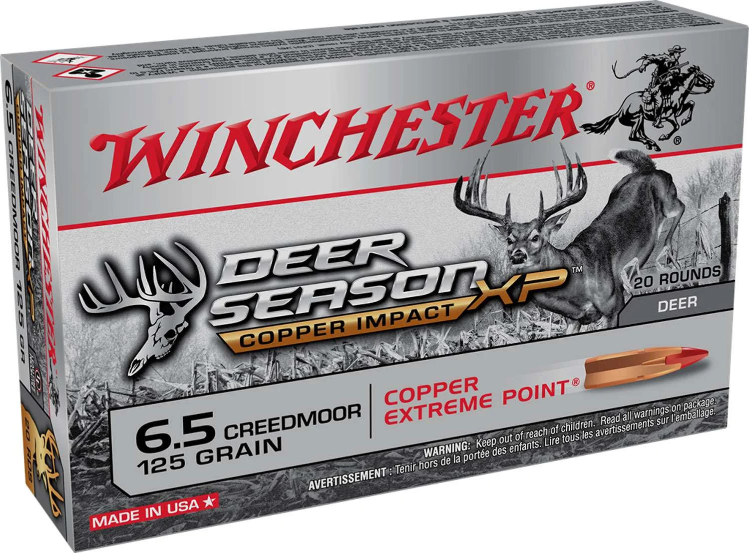 Winchester Ammo X65DSLF Deer Season XP Copper Impact 6.5 Creedmoor 125 gr Extreme Point 20rd Box