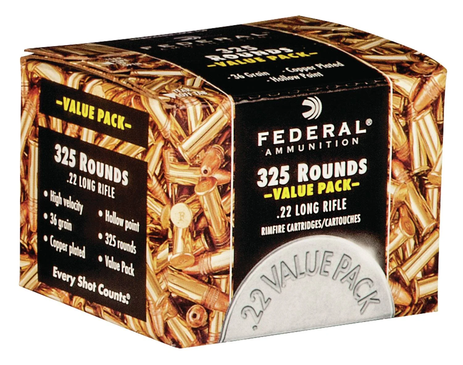 Federal Value Pack22 LR 36 gr Copper Plated Hollow Point (CPHP) 325 round box