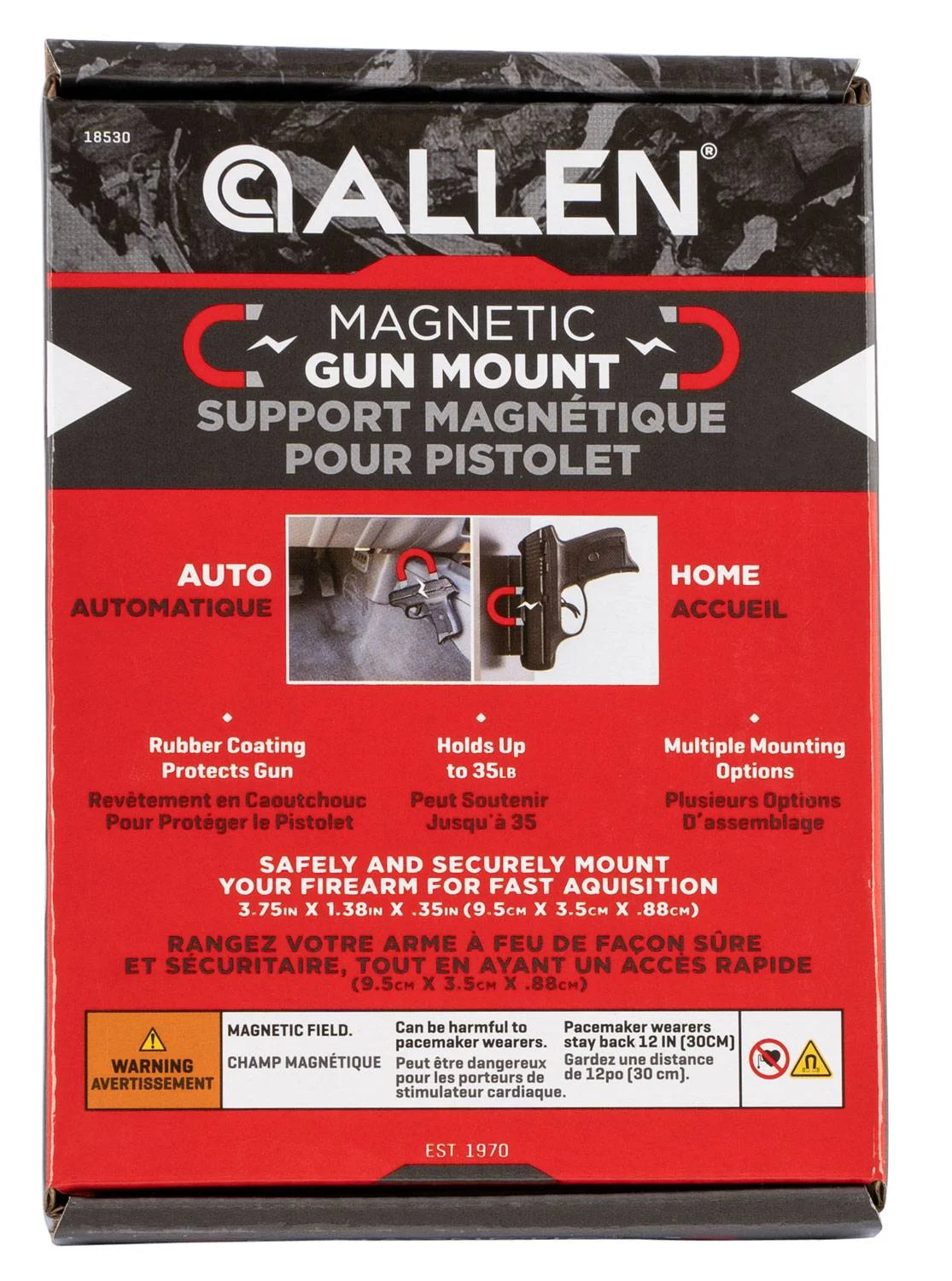 Allen 18530 Magnetic Handgun MountHandgun,Rifle,Shotgun Black Rubber