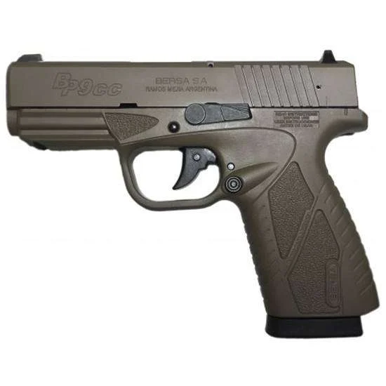 Bersa BP9FDECC BPCC Semi-Automatic 9mm 8Rd Concealed Carry Flat Dark Earth, Polymer Grip, Picatinny Rail, 3-Dot Sights