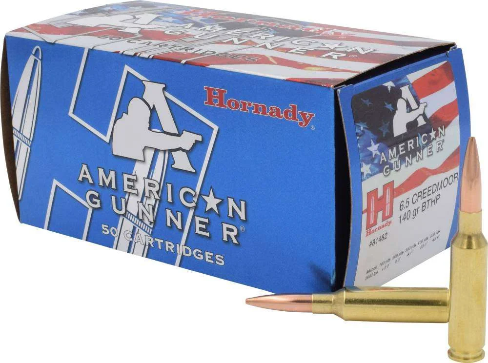 Hornady 81482 American Gunner6.5 Creedmoor 140 gr Boat Tail Hollow Point (BTHP) 50 Bx/ 10 Cs