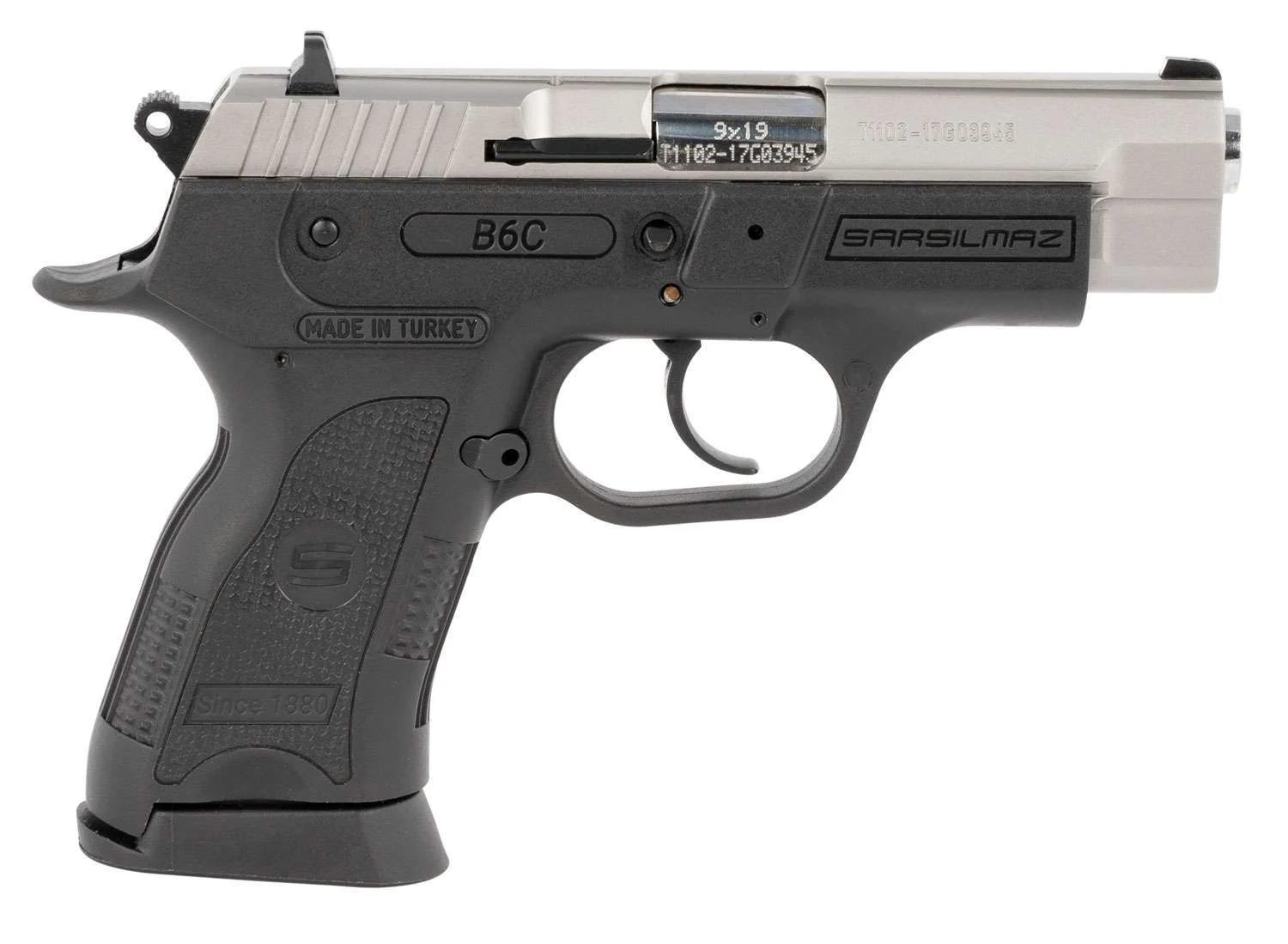 SAR USA B69CST10 B6C 9mm 10+1 Pistol: Black Stainless Steel, Polymer Grip, 3.8" Barrel, SA/DA