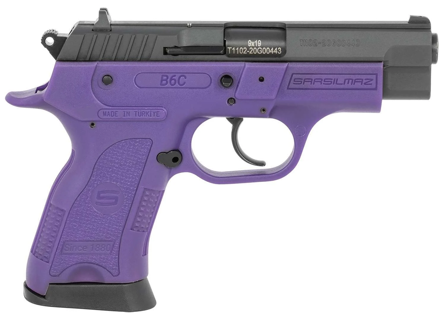 SAR USA B69CVT B6C 9mm 13rd Pistol: Violet, polymer frame, combat sights, reliable sidearm.