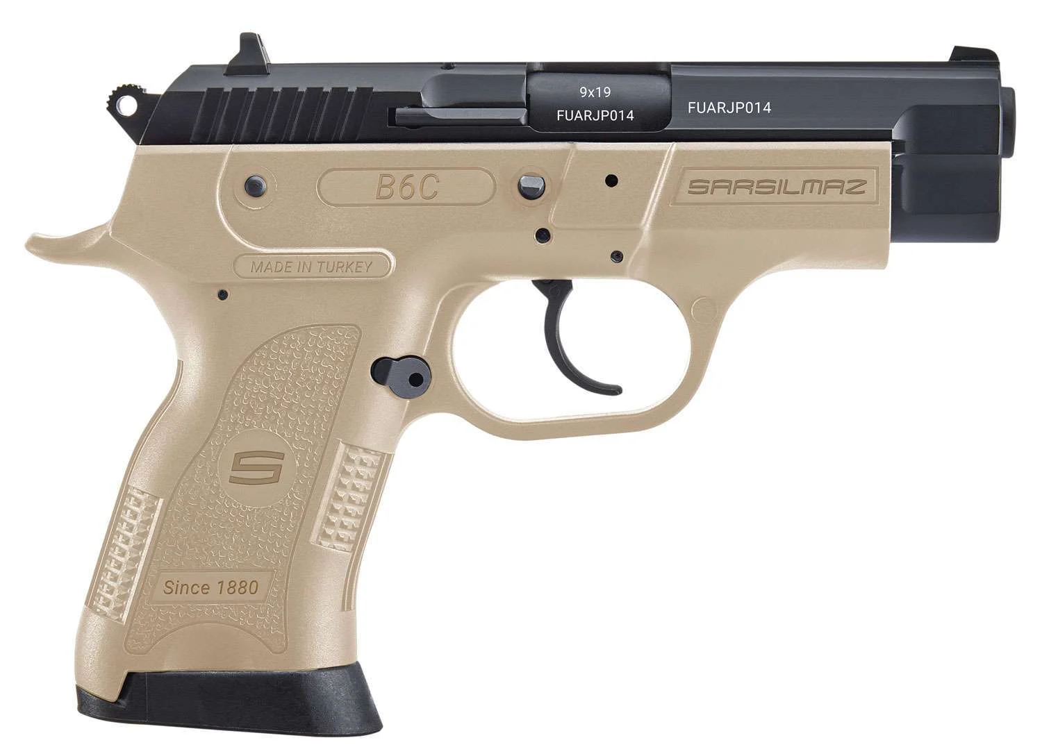 SAR USA B6C9FD B6C 9mm 13+1 Pistol: 3.8" Barrel, Flat Dark Earth, Black Oxide Slide