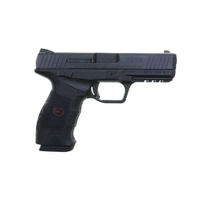 SAR USA SAR9BL10 SAR9 9mm Luger 10+1 DAO Pistol, Black Oxide Steel, Interchangeable Grip