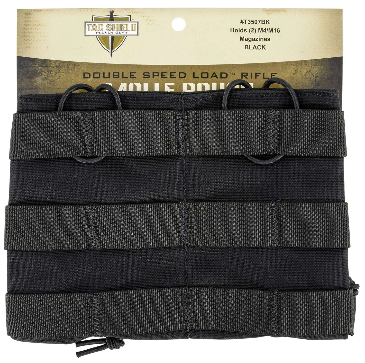 TACSHIELD (MILITARY PROD) T3507BK Speed Load Double Rifle Mag Pouch Black 1000D Nylon