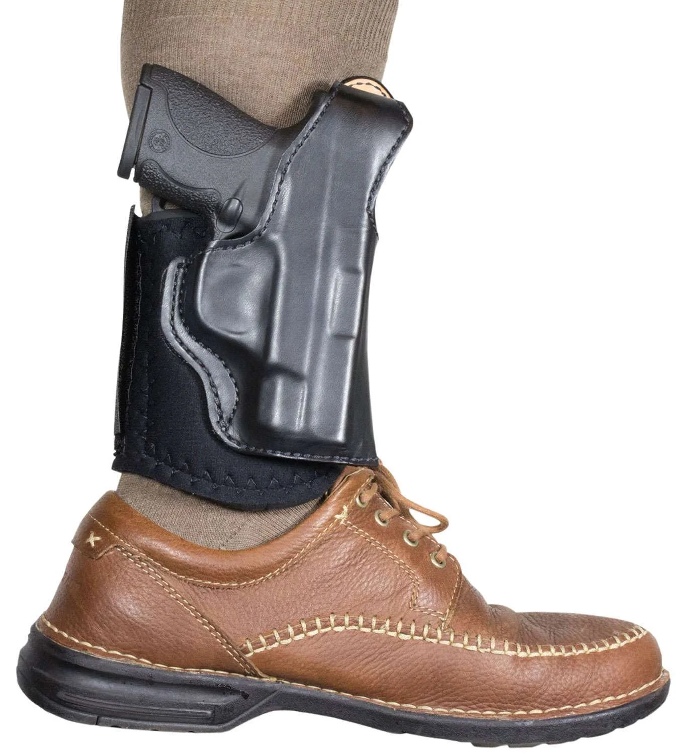 Desantis Gunhide 014PCY8Z0 Die Hard Ankle RigBlack Saddle Leather fits Glock 42 Right Hand
