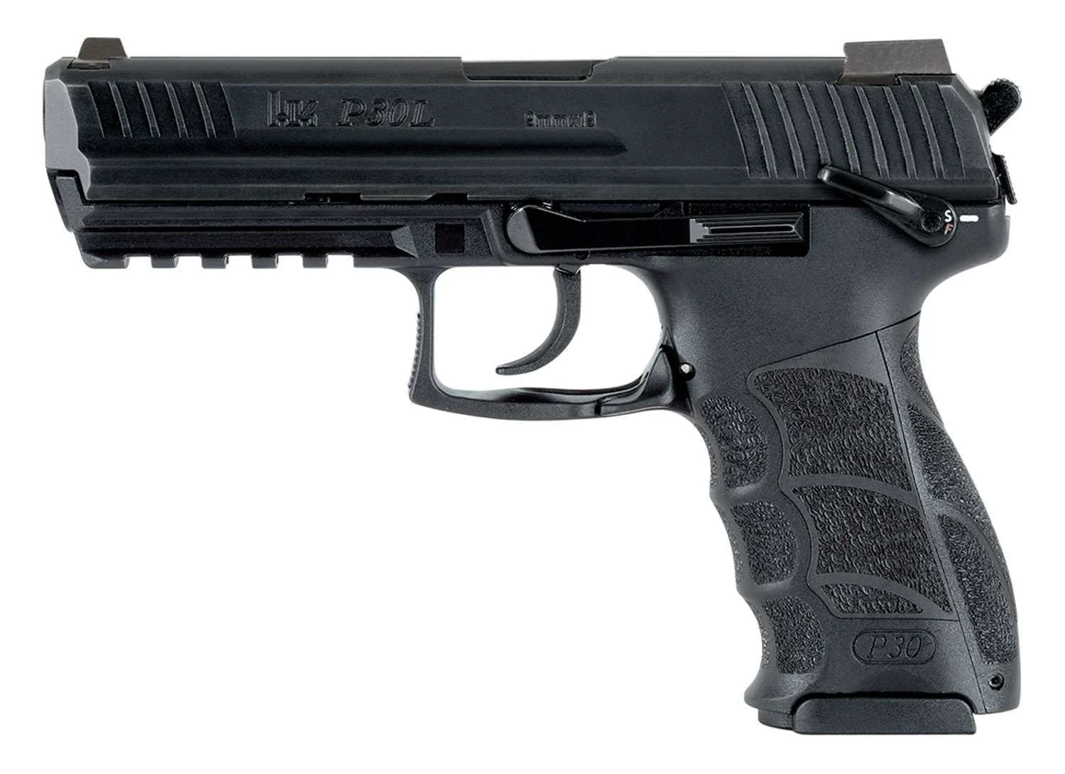 HK 81000126 P30L V3 DA/SA 9mm 10+1 Pistol Black, Long Steel Slide, Interchangeable Grip, Ambi Safety