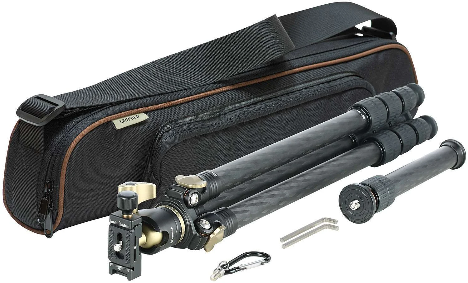 Leupold 180380 Alpine CF-425 Tripod Kit Black w/Gold Accents Carbon Fiber 5-58"