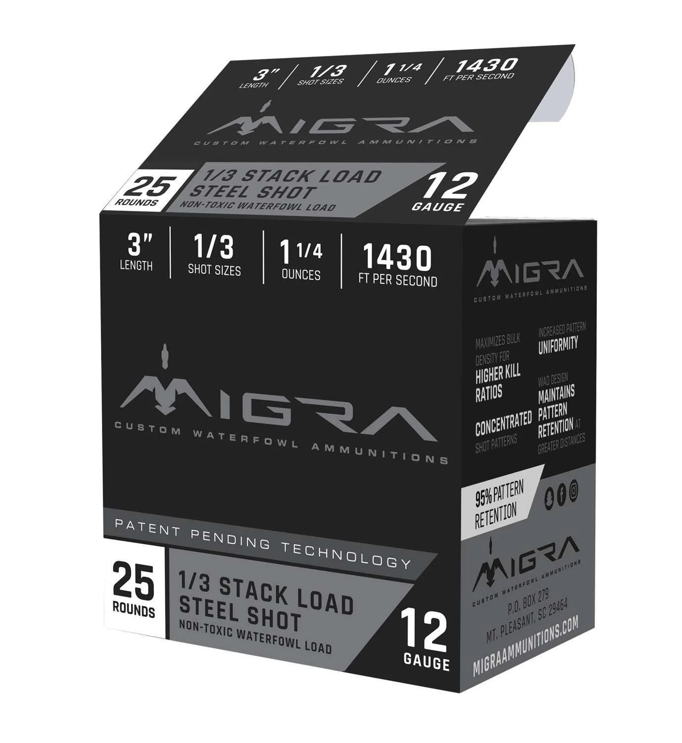 MIGRA AMMUNITION M12S13 Combinational12 Gauge 3" 1 1/4 oz 1, 3 Shot 25 Bx/ 10 Cs