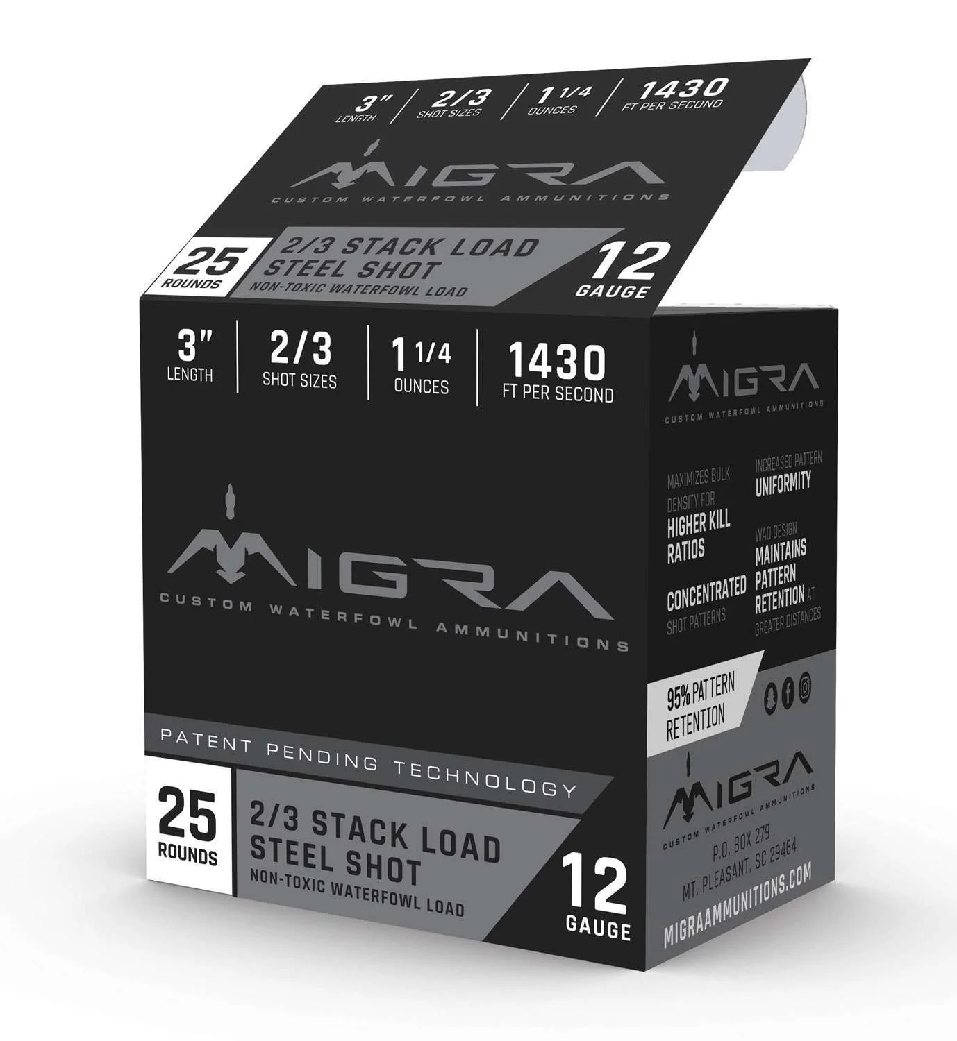 MIGRA AMMUNITION M12S23 Combinational12 Gauge 3" 1 1/4 oz 2,3 Shot 25 Bx/ 10 Cs