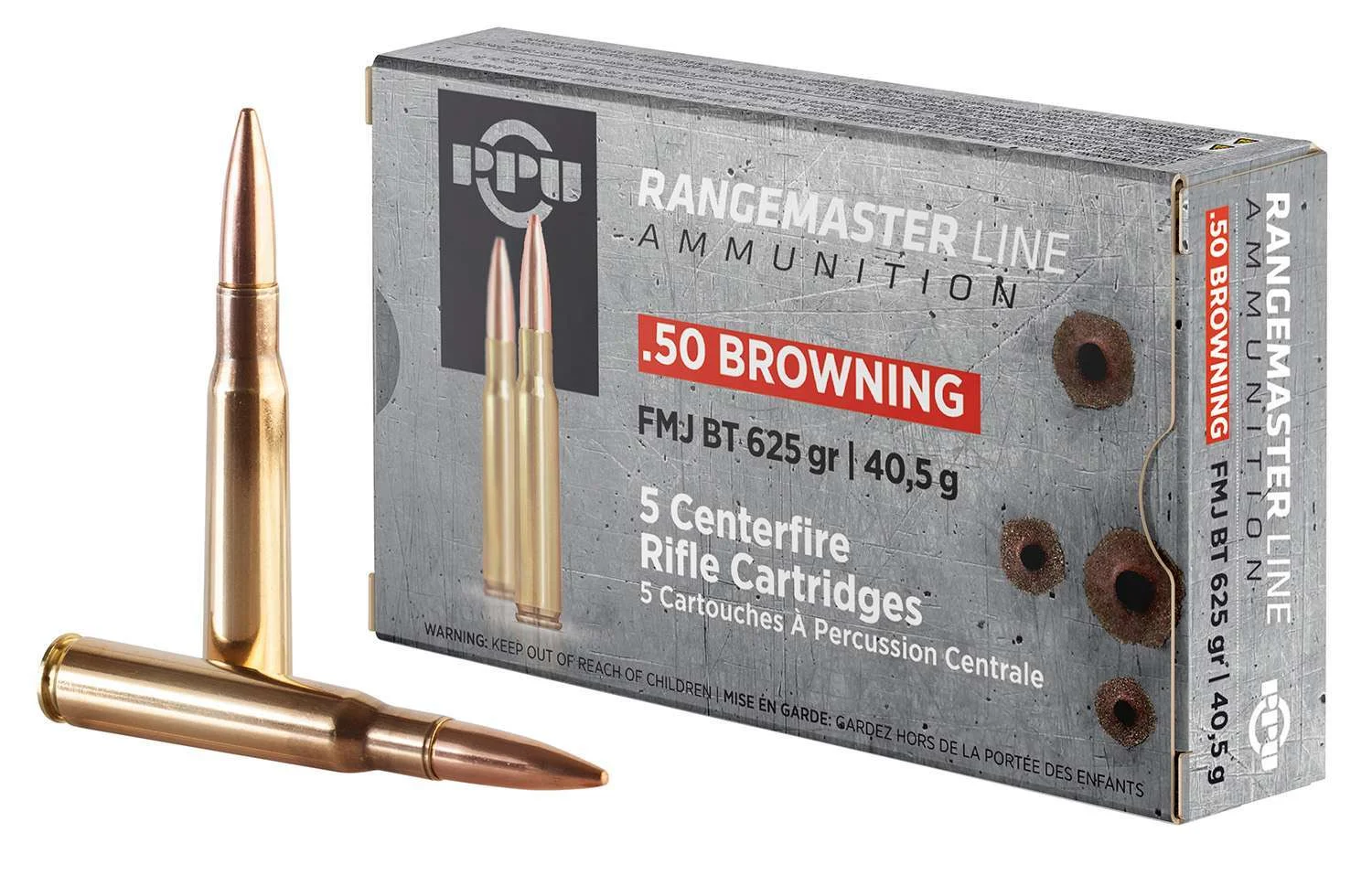 PPU PPRM50 Rangemaster50 BMG 625 gr Full Metal Jacket (FMJ) 5 Bx/ 20 Cs