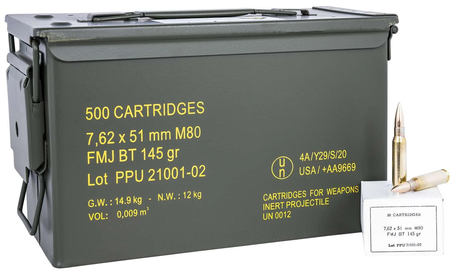 PPU PPRM762M Rangemaster7.62x51mm NATO 145 gr Full Metal Jacket Boat Tail (FMJBT) 500 Bx
