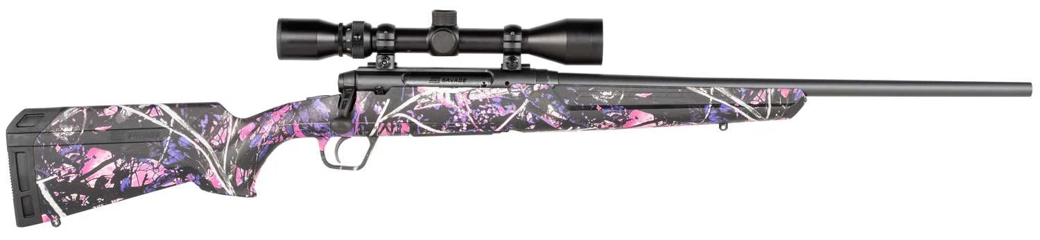 Savage 57476 Axis XP Compact 6.5 Creedmoor 4+1 Bolt Rifle: Muddy Girl, 20" Barrel, Weaver 3-9x40mm Scope