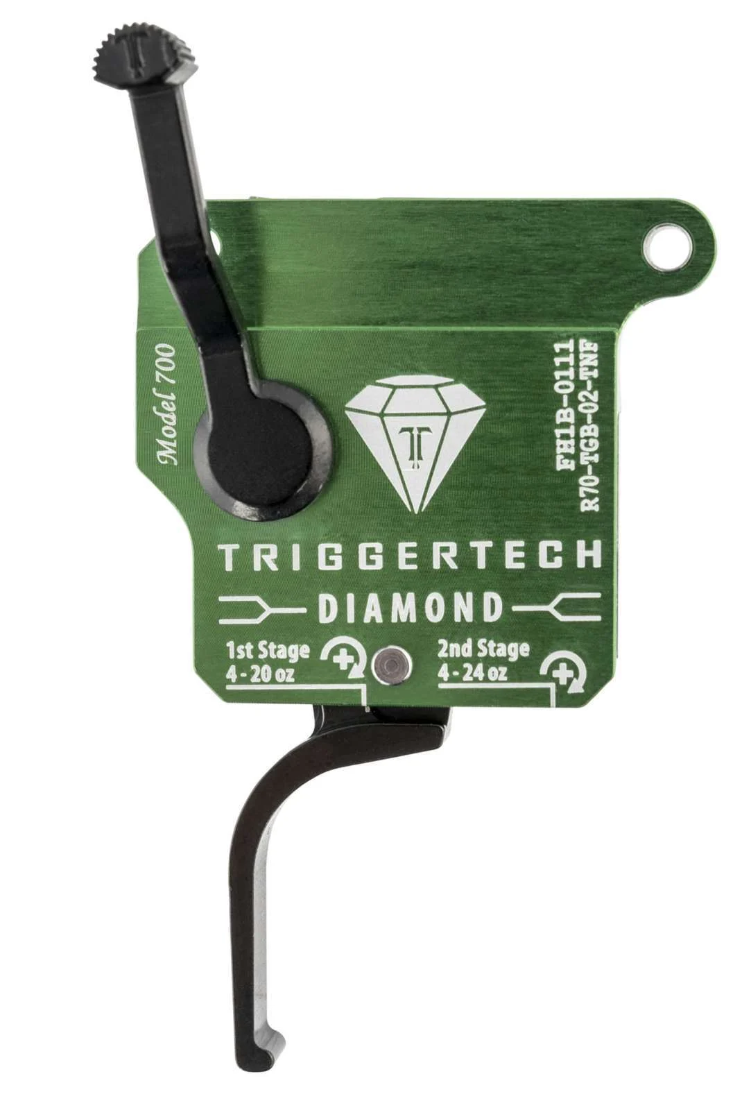 TriggerTech R70TGB02TNF DiamondRemington 700 Green w/Black Parts Two-Stage Flat Clean 0.50-2.80 lbs Right