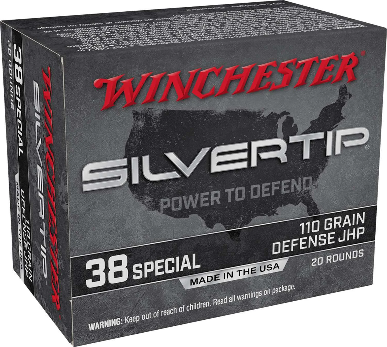 Winchester Ammo SILVERTIP,38 Special, 110 grain,DEFENSE JHP,20rd Box