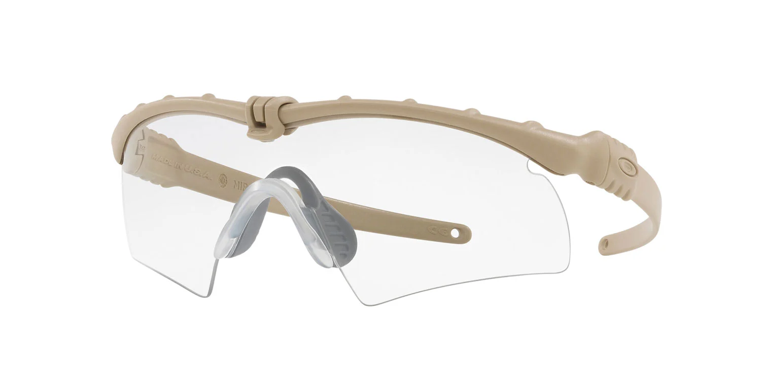 Oakely OO9146-27 Ballistic M Frame 3.0 Bone Hybrid Plutonite TR22,TR45 Clear Lens w/Dessert Tan Frame