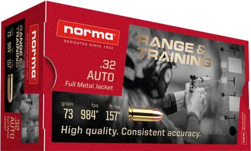 Norma AmmunitionRange and Training.32auto FMJ73 grain 50rd Box