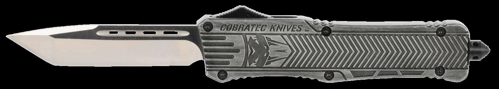Cobra Tec Knives LSWCTK1LTNS CTK-1 Large 3.75" Tanto Plain D2 Steel Stonewashed Aluminum Handle OTF