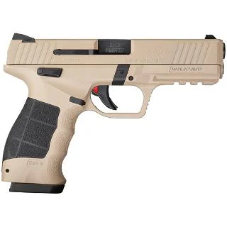 SAR USA 121041 SAR9 9mm 10+1 SA/DA Pistol: Black, Interchangeable Backstrap, Polymer Frame, Picatinny Rail