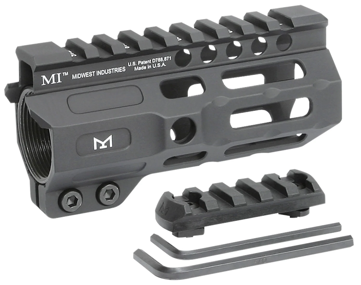 Midwest Industries MICRM45 CombatAR-15 Black Hardcoat Anodized Aluminum/Polymer 4.50" Picatinny/M-LOK