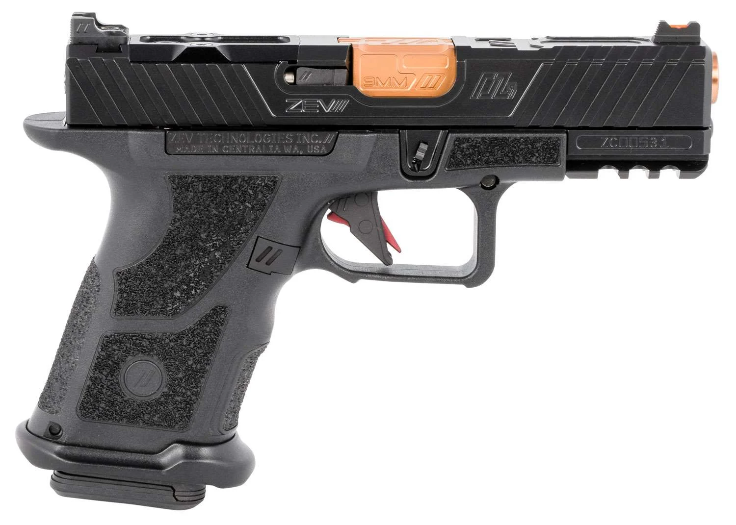 ZEV OZ9CCPTBBRZ OZ9 Compact 9mm Luger 15+1 Black Polymer Grip Bronze Barrel