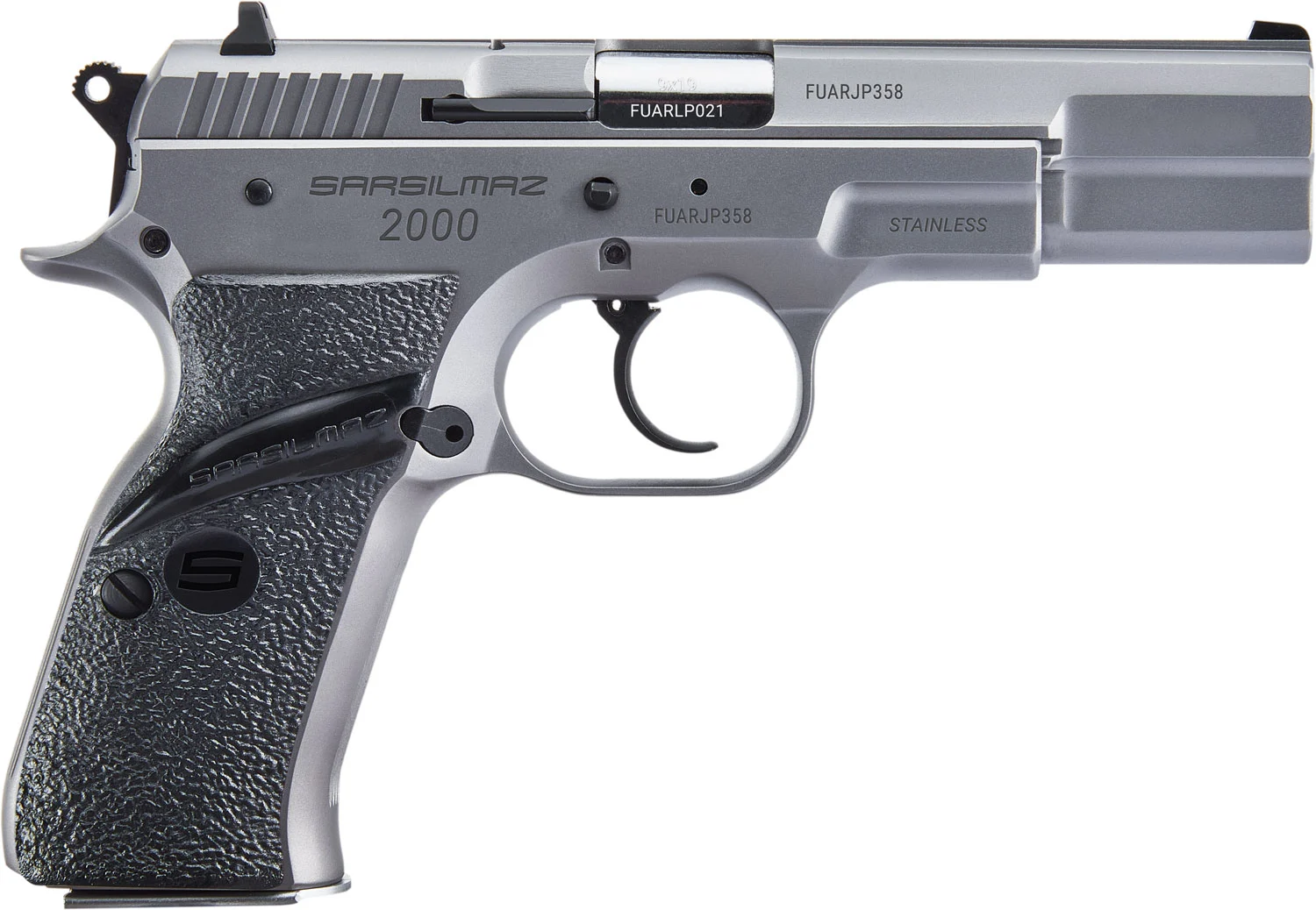 Sarsilmaz 121060 Model 2000 SA/DA 9mm 17+1 Pistol: Stainless Steel, Black Polymer Grip, 4.5" Barrel
