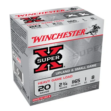 WINCHESTER Super-X 20Ga 1oz 2.75in #8 Lead Shot 25rd Box Shotshell (XU20H8)