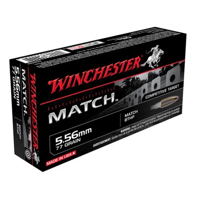 WINCHESTER Match 5.56mm 77Gr BTHP 20rd Box Rifle Ammo (S556M)