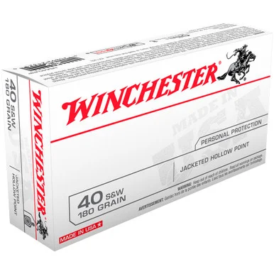 WINCHESTER USA 40SW 180Gr Jacketed Hollow Point 50rd Box Bullets (USA40JHP)