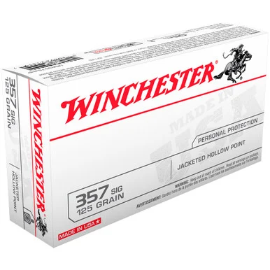 WINCHESTER USA 357 Sig 125Gr Jacketed Hollow Point 50rd Box Bullets (USA357SJHP)