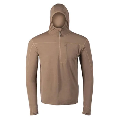 EBERLESTOCK Men's Lochsa Merino 1/4 Zip Dark Earth Hoody (L12E)