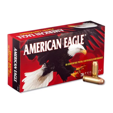 FEDERAL American Eagle 10mm 180 Grain FMJ Ammo, 50 Round Box (AE10A)
