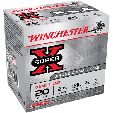 WINCHESTER Super-X 20ga 2.75in 6-Shot GamLoad 25rd Box Shotgun Shells (XU206)