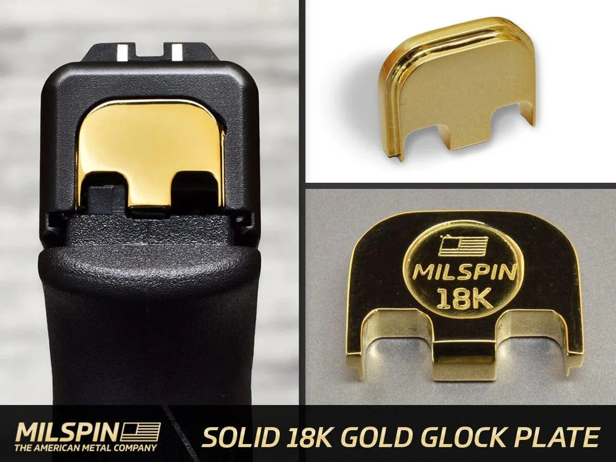 Milspin Solid 18 Karat Gold Slide Back Plate