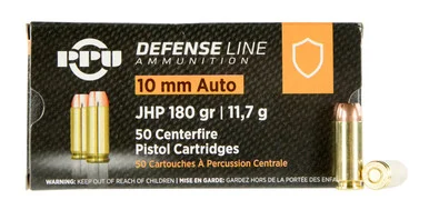 PPU 10mm Auto Defense 180gr JHP Ammo