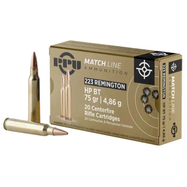 PPU .223 Remington Match 75gr HPBT Ammo